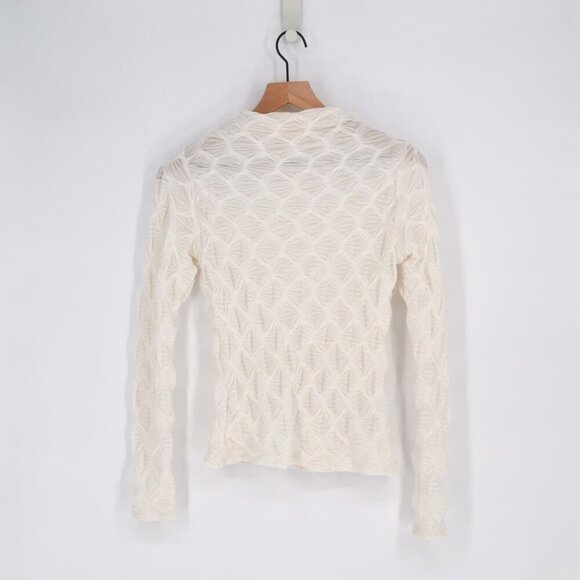 Anthropologie Maeve Talia Long Sleeve Mock Neck Textured Top in Ivory Women's S - Picture 6 of 10